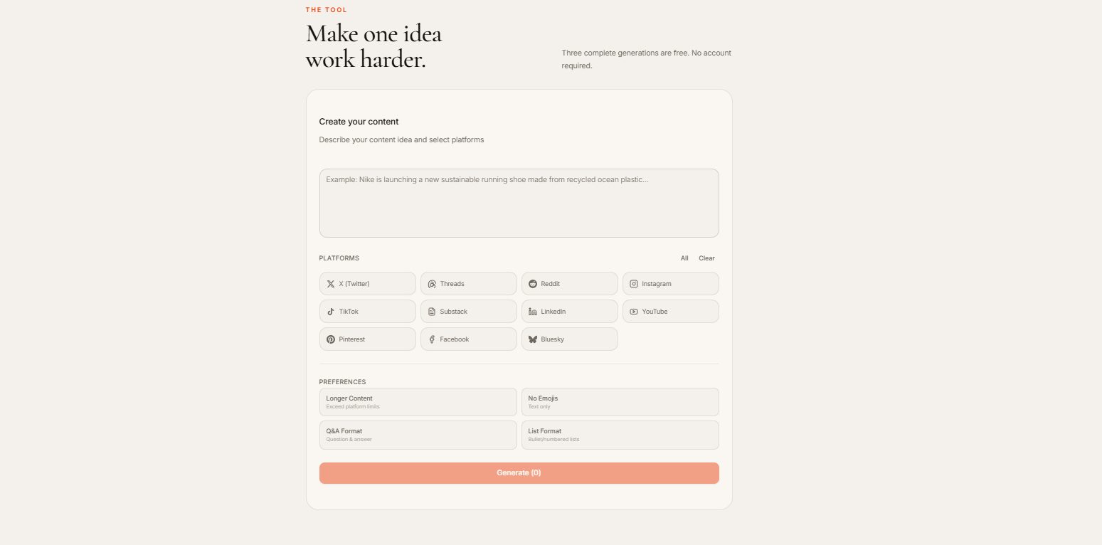 AEO Social Media Copywriter input form