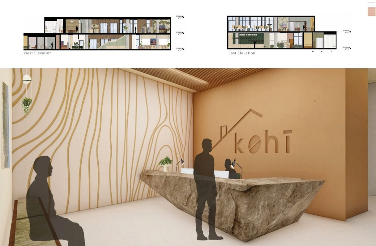 Elevations and reception drawing